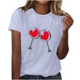 thumbnail image 1 of Diufon Hauts de la Saint-Valentin pour Femmes Décontracté Manches Courtes Col Rond Pull Chemise Imprimé Graphique Mignon Tendance, 1 of 5