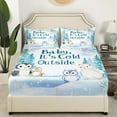 thumbnail image 2 of Cartoon Penguin Bear Fitted Sheet Twin Size,Winter Style Snowflake Bed Sheet Watercolor Pine Tree Animal Bedding Set for Kids Adults Soft Polyester Deep Pocket Sheet 2Pcs（No Top Sheet）, 2 of 5