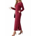 thumbnail image 3 of Cueply Long Sleeve Dress for Women Fall Wedding Guest Cocktail Maxi Dresses Split Elegant Ribbed Knit Winter Dress with Pockets, 3 of 9