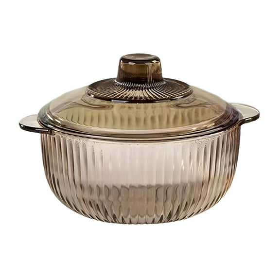 ACDANC Glass Ribbed Pot,Glass Cooking Pot with Lids,Heat Resistant Borosilicate Glass Cookware Stovetop Pot Set,Simmer Pot with Cover Safe for Soup,Milk,Baby Food