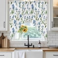 thumbnail image 6 of Blue Flowers Swag Curtains for Kitchen/Bedroom/Living Room, Spring Floral Farmhouse Leaves Rustic Scalloped Curtains 63 Inch Long, Rod Pocket Window Swag Topper Curtains Valances 2 Panels Set 36"x63", 6 of 8
