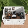 thumbnail image 6 of Garvee 10 x 8 FT Outdoor Storage Shed with Pushable Window, LED Light & Pegboard, Metal Garden Shed with Sloped Roof, Air Vent & Lockable Doors, White, 6 of 8