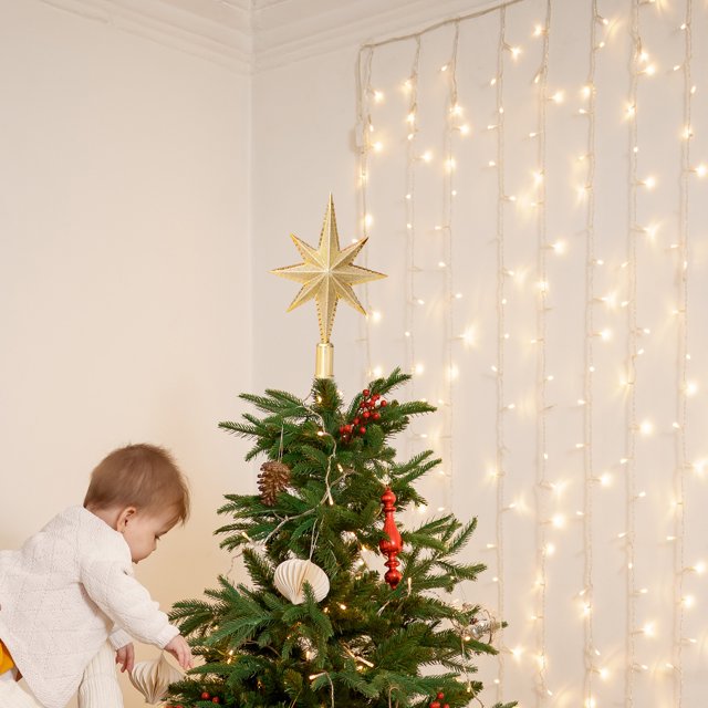 Plastic Christmas Tree Topper Star in Gold Red Silver Colors Easy Installation Tree Top Decoration