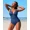 baby blue, variant on Attraco Women Scalloped One Piece Swimsuit Ruched Tummy Control Bathing Suit Cut Out Spaghetti Strap Monokini Swimwear