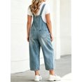 thumbnail image 5 of Sleeveless Women Casual Denim Jumpsuit Loose Wide Leg Jeans Oversall Bib Pants, 5 of 6