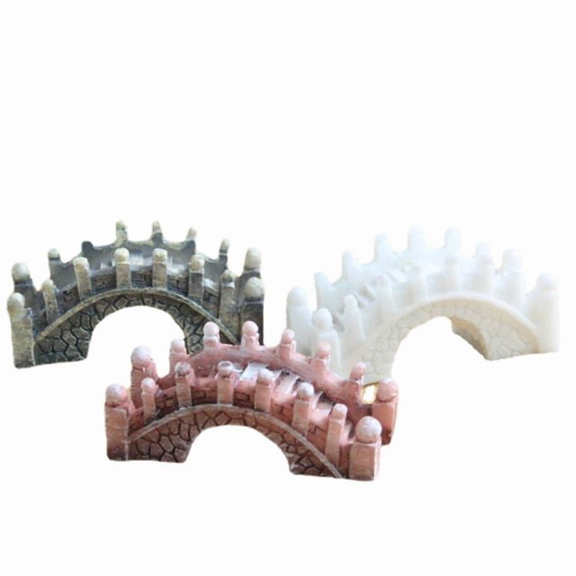 Miniescultura de puente en forma de arco B de resina para decoración de jardín, 4,5 cm