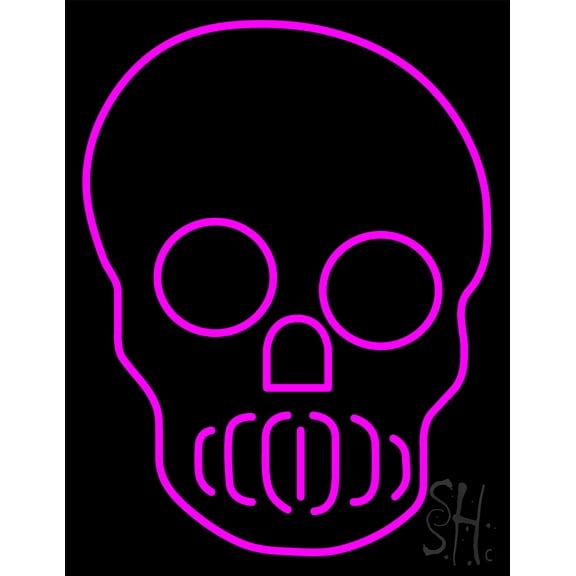Skull LED Neon Sign 19" Tall x 15" Wide - inches Black Square Cut Acrylic Backing, with Dimmer - Premium built indoor Sign for Storefront, Store interior, Workshop, Studio.