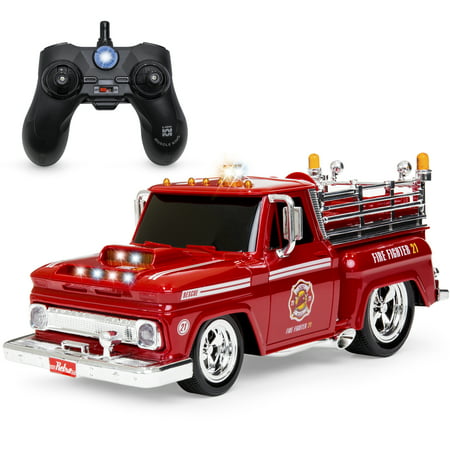 Best Choice Products 1/14 Scale 2.4GHz Remote Control Fire Engine Truck w/ Flashing Lights, Sound Effects, Non-Slip Rubber Tires, Rechargeable Batteries, USB Cable - (Best Radio Controlled Trucks)