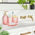 thumbnail image 2 of Juego de accesorios de baño Haturi de cristal rosa, 4 piezas con dispensador, 2 of 6