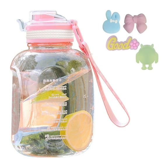 Water Bottle with Handle Large Capacity 0.3L-2.2L Leakproof Wide Mouth PC PP Material Motivational Marker Ergonomic Handle Portable Strap for Outdoor Camping Fitness Men Women