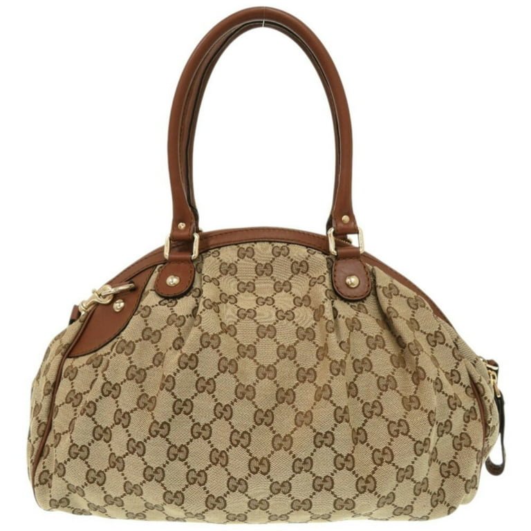 ★★★ Pre-Owned Gucci Sukey 223974 GG Canvas Leather Beige Brown