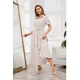 thumbnail image 2 of utcoco Womens Casual Short Sleeve Button Down Tie Waist Ruffled Striped Maxi Shirt Dress, 2 of 7
