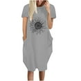 thumbnail image 2 of SMihono Robe d'Été pour Femmes 2024 Grande Taille Robe Décontractée Ample Imprimé Tournesol Manches Courtes Col en V Liquidation à Moins de 10!, 2 of 5