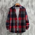 thumbnail image 6 of TKKCS Mens Long Sleeve Plaid Button Down Shirts- Turn Down Collar Casual Midweight Layering Flannel Jacket Shirt Red Size XL, 6 of 10