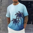 thumbnail image 2 of RYDCOT Men's Summer Graphic Coconut Tree Print Cotton Shirts Crew Neck Short Sleeve Tropical Ombre Tee Shirt Red, 2 of 5