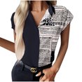 thumbnail image 1 of Heliisoer Chemise Décontractée à Manches Courtes Imprimée pour Femmes, Col à Revers, Blouse à Simple Boutonnage, 1 of 5