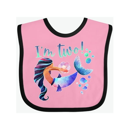 

Inktastic I m Two! 2nd Birthday Pink and Blue Mermaid Gift Baby Boy or Baby Girl Bib