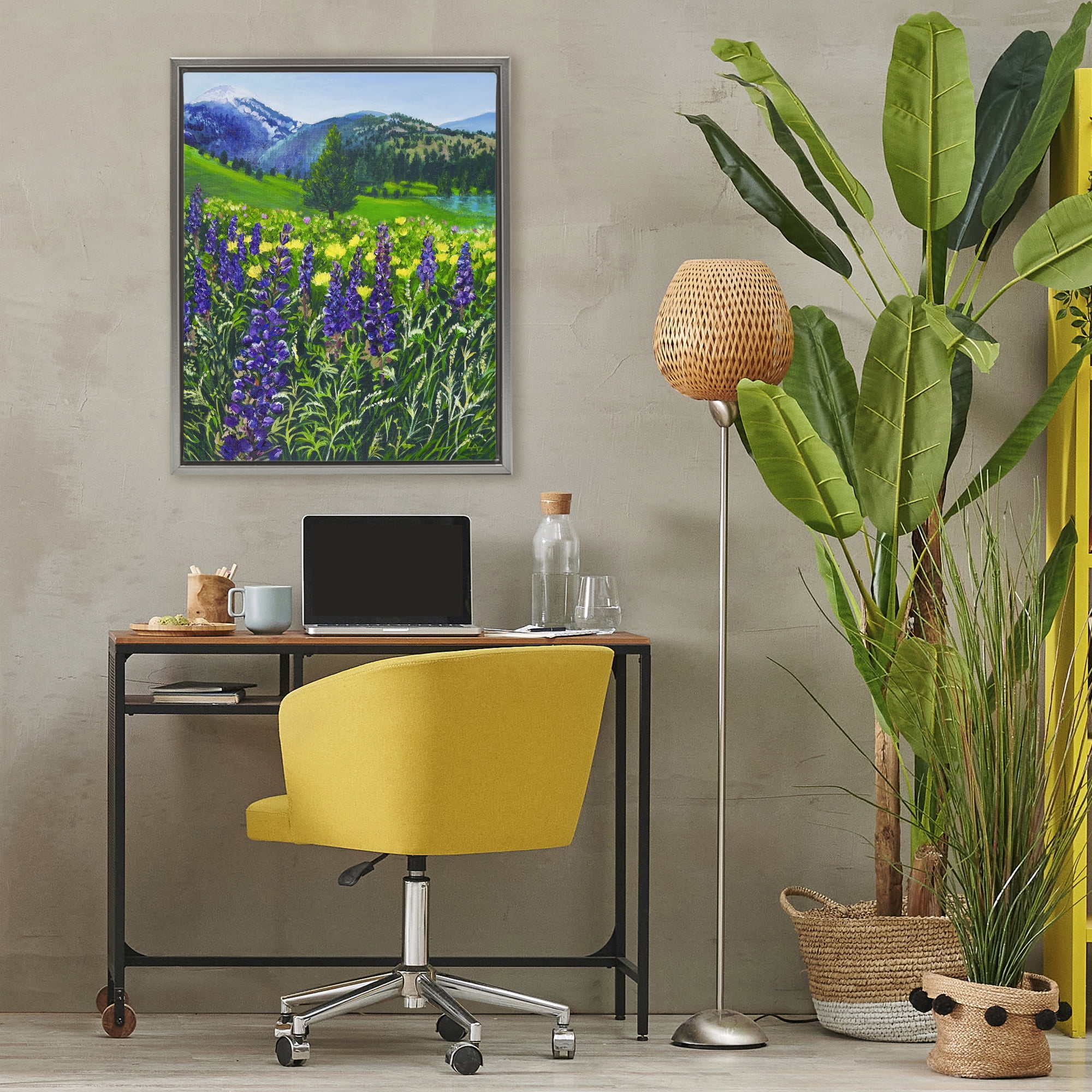 Stupell Industries Flower Speckled Valley Gray Framed Floater Canvas Wall Art, design by Lee Ann Zirbes