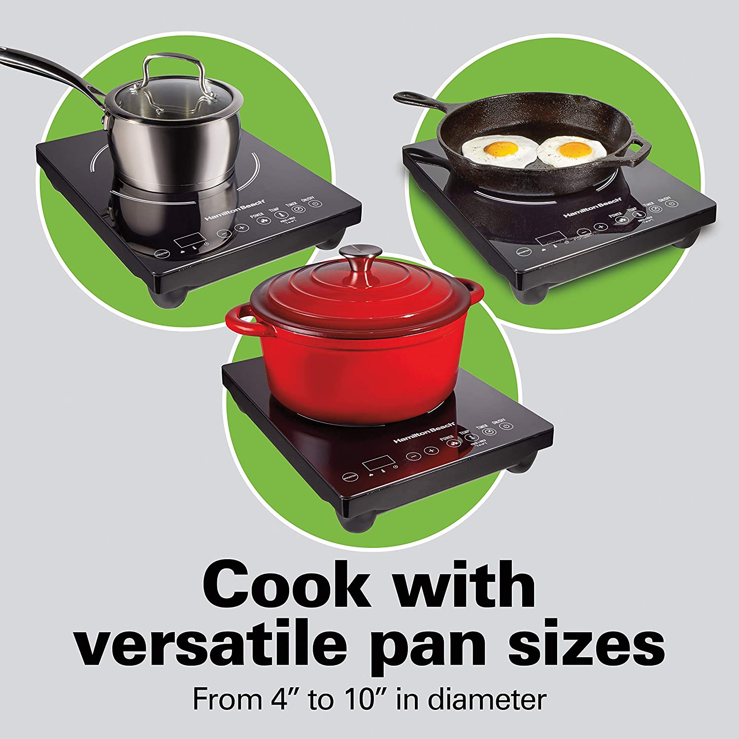 Portable Single Induction Cooktop Countertop  Hot Plate with Fast Heating Mode, 1800 , 10 Temperature Settings  to 450F, Black (34104)
