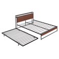thumbnail image 5 of Metal Platform Bed Frame, Queen Size Platform Bed with Trundle, USB Ports and Slat Support, Trundle Bed Frame, No Box Spring Needed, Black, 5 of 7
