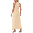 thumbnail image 3 of INSPIRAR CHIC Mono Elegante de Mujer con Cuello Halter Sin Mangas Mono Formal de Pierna Ancha XL Albaricoque, 3 of 6