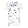 thumbnail image 4 of Summer Saving Wycnly Womens Shirts Sexy Lace Trim Lightweight Keyhole Pullover Tops Summer Short Sleeve Crewneck Ladies Flowers Print Tops and Blouses Light Blue m, 4 of 6