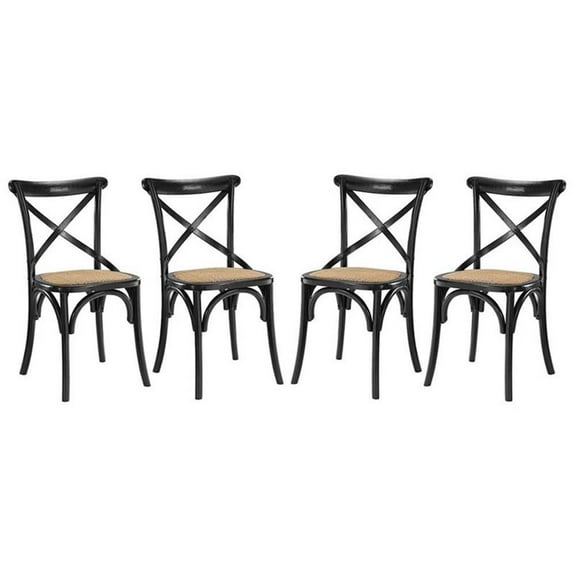 Hawthorne Collections 18.5" Modern Wood Dining Side Chair in Black (Set of 4)