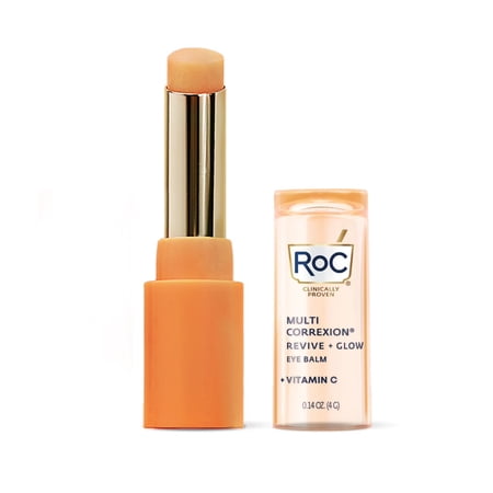 RoC Multi Correxion Revive + Glow Vitamin C Eye Balm,Touchless Stick Under-Eye Brightener for Dark Circles & Puffiness, Fragrance-Free, 0.14 oz