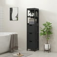 thumbnail image 2 of kleankin Narrow Bathroom Storage Cabinet, Freestanding Linen Tower Black, 2 of 10