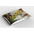 thumbnail image 2 of Ambesonne Rasta Pillow Sham 2 Pack, Rastafari Street Graffiti, 26"x20", Pale Green Yellow, 2 of 3