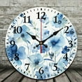 thumbnail image 2 of Pratyus Blue Flowers Theme 10-Inch Wall Clock for Living Room Decor, Kitchen, Dorm, Practical Everyday Gifts 10x10in, 2 of 8