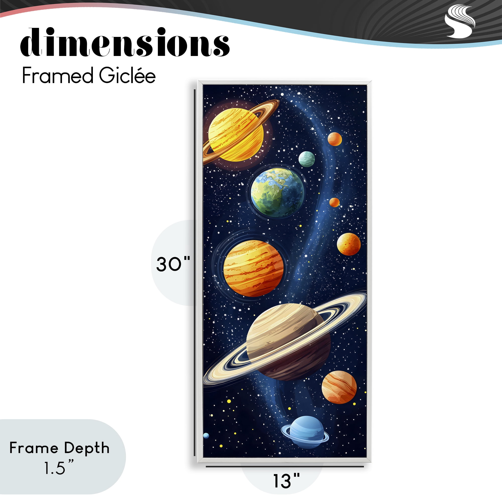Stupell Industries Galaxy Swirl Planetary Orbit White Framed Giclee Art, design by Creative Studio
