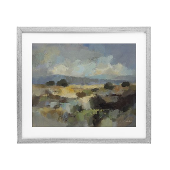 Stupell Industries Muted Blue Landscape with Clouds Gray Framed Print Under Glass, design by Silvia Vassileva