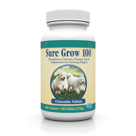 Sure Grow 100 (Trophy Animal Health Care) Aids in Development of Healthy Bones Tendons and Ligaments for Puppies Chewable Tablets 100