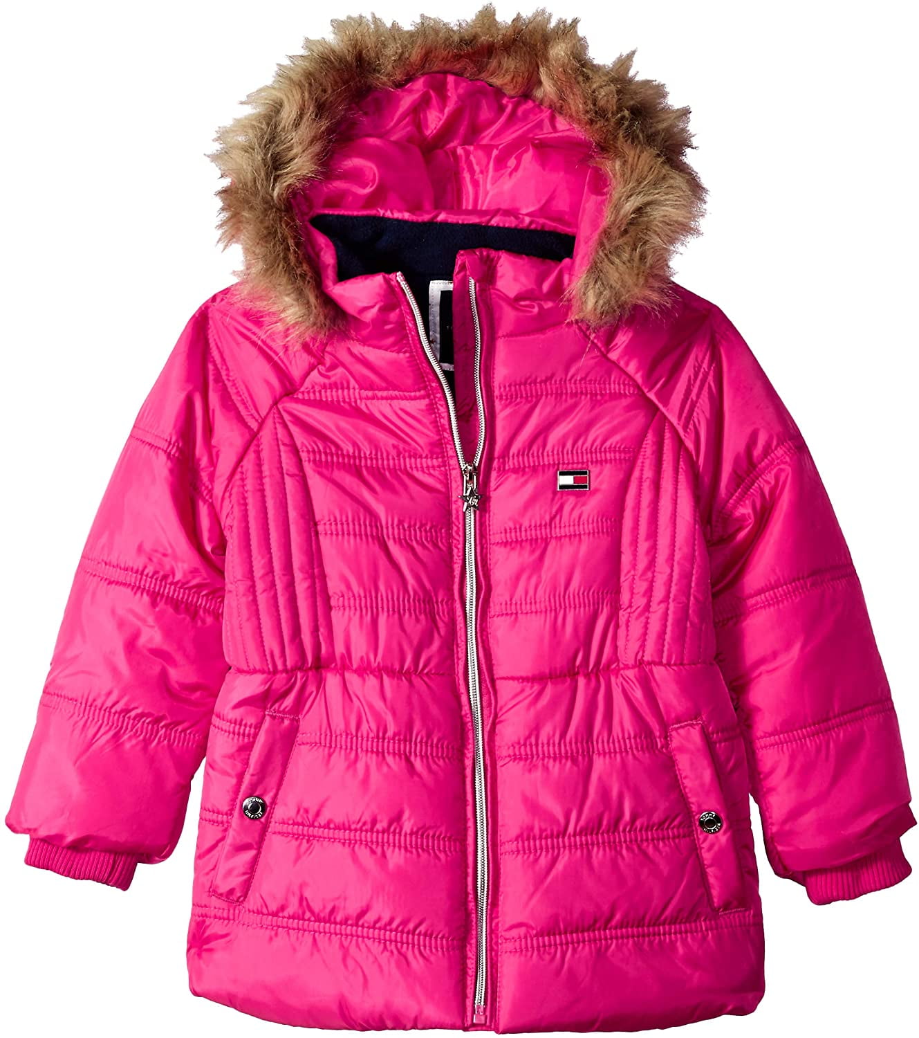 Tommy Hilfiger Girls' Little Quilted Puffer Jacket, Lollipop Pink, 4