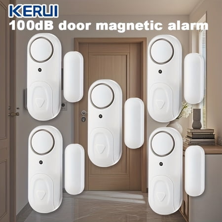 Door And Window Alarm (5 & 10 Sets) for Home Security, Door Opening Sensor Alarm, 100 Decibel Burglar Alarm, Suitable for Commercial Places, Garages, Apartments, Etc., White