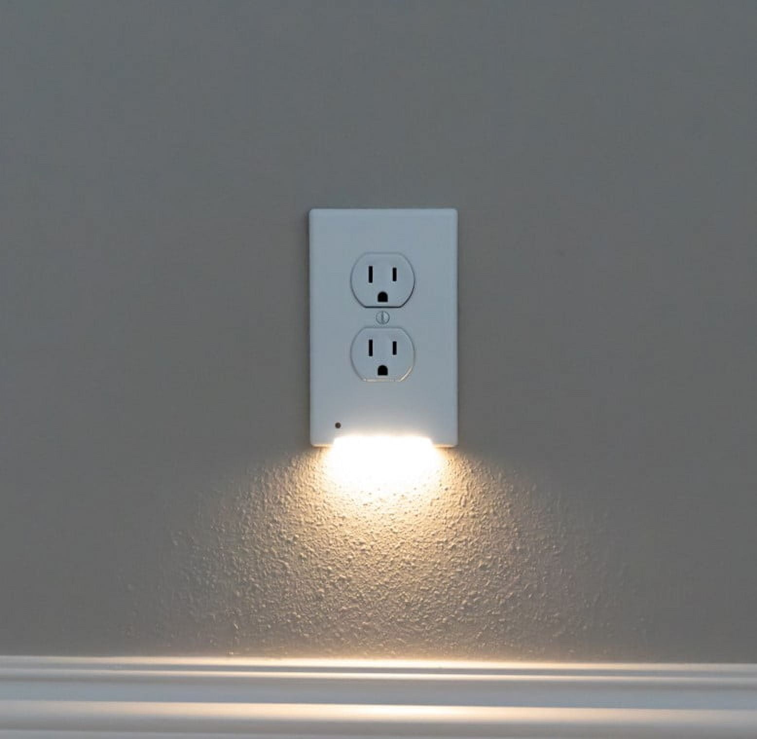 (2 pack) Westek LumiCover Classic Duplex Outlet Nightlight 5" Tall Wallplate, White