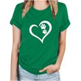 thumbnail image 1 of Puntoco Camiseta informal de manga corta con cuello redondo y estampado a la moda para mujer, 1 of 4