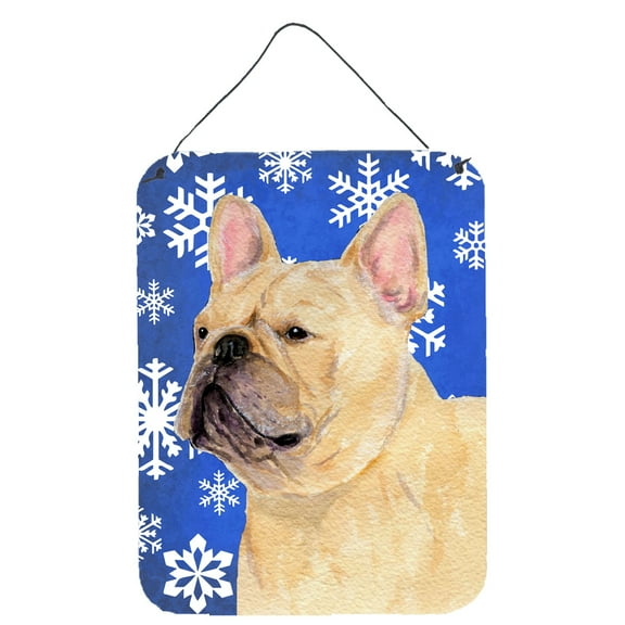 French Bulldog Winter Snowflakes Holiday Wall or Door Hanging Prints