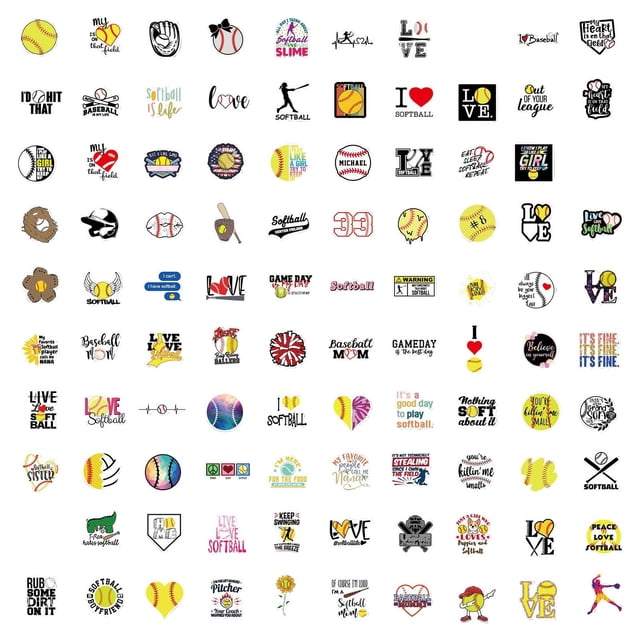 Binwennn 100 PCS Softball Stickers Softball Stickers For Laptop Water Bottles Luggage Computer Cell Phone A Boy Should Be Sticker Volleyball Stickers Photo Booth compatible with Machine Big Book of
