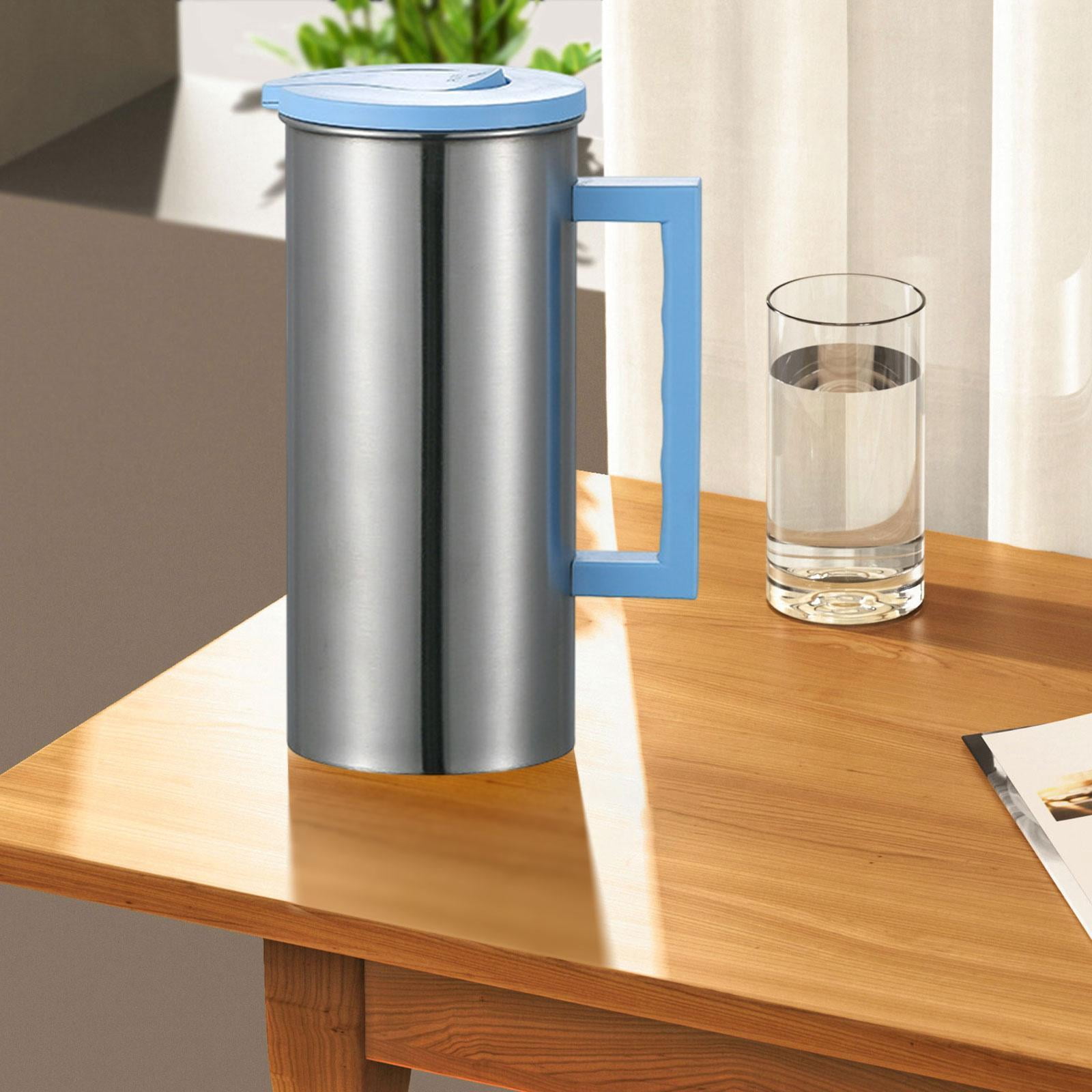 Fancyes Stainless Steel Pitcher Carafe 1800 ml Household Tea Kettle Metal Pitcher Water Jug for Gatherings Juice Milk Blue