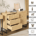 thumbnail image 6 of 6 Drawer Double Dresser, Rattan Chest of Drawers, Wood Storage Chest for Bedroom Living Room, 6 of 9