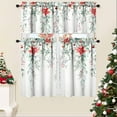 thumbnail image 4 of Christmas Kitchen Curtains and Valance Set of 3, Xmas Holly Red Berry Kitchen Window Tier Curtains Farmhouse Window Valances Rod Pocket Panels for Winter Christmas Holiday Home Decor, 4 of 6