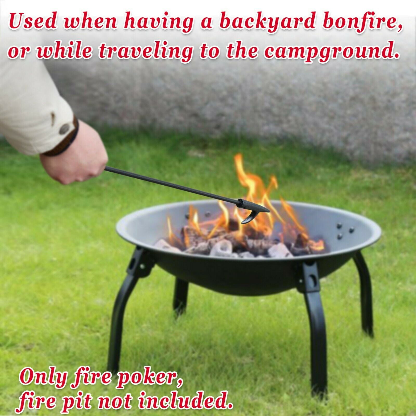 SUNRISEUMBRELLA Campfire Fireplace Fire Poker Tool Extra Long 26.5", Black