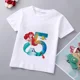 thumbnail image 3 of Camiseta de algodón con estampado de princesa sirena de Disney para niñas, ropa para bebés de princesa Ariel, top de dibujos animados para niños de 1 a 9 años, cumpleaños para niños, 3 of 5