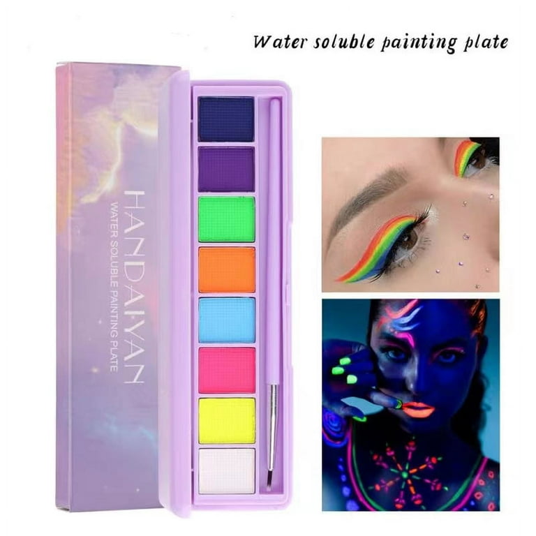 2 Packs Water Activated Eyeliner Palette, Neon Face Paint Colored