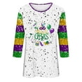 thumbnail image 4 of BOOMILK Mardi Gras Shirts for Women Plus Size Loose Fit 3/4 Sleeve Graphic Tees Round Neck Carnival Top T Shirt, 4 of 4
