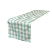 LA Linen Polyester Gingham Checkered 14 by 108-Inch Table Runner, Pink and White
