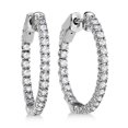 thumbnail image 1 of Prong-Set Diamond Hoop Earrings in 14k White Gold (1.00ct), 1 of 3