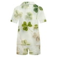 thumbnail image 4 of YWDJ Pajamas for Women Shorts St Patricks Day Green Lightweight Clover Short Sleeve Button Down Shirts 2 Piece Shorts Loungewear S, 4 of 6